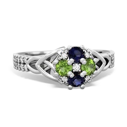 Sapphire Celtic Knot Cluster Engagement 14K White Gold ring R26443RD