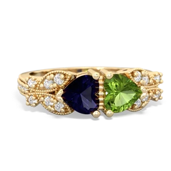 Sapphire Diamond Butterflies 14K Yellow Gold ring R5601