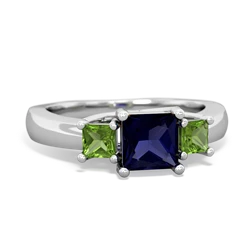 Sapphire Three Stone Trellis 14K White Gold ring R4015