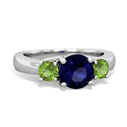 Sapphire Three Stone Round Trellis 14K White Gold ring R4018