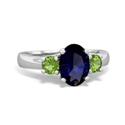 Sapphire Three Stone Oval Trellis 14K White Gold ring R4024