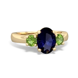 Sapphire Three Stone Oval Trellis 14K Yellow Gold ring R4024