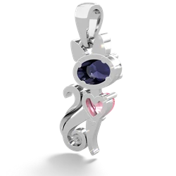 Sapphire Kitten 14K White Gold pendant P5780