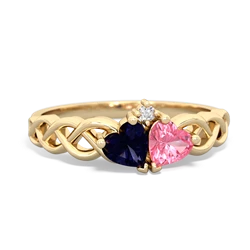 Sapphire Heart To Heart Braid 14K Yellow Gold ring R5870