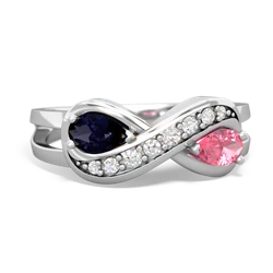 Sapphire Diamond Infinity 14K White Gold ring R5390