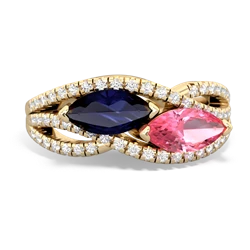 Sapphire Diamond Rivers 14K Yellow Gold ring R3070