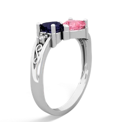 Sapphire Snuggling Hearts 14K White Gold ring R2178