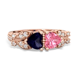 Sapphire Diamond Butterflies 14K Rose Gold ring R5601