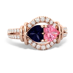 Sapphire Art-Deco Keepsake 14K Rose Gold ring R5630