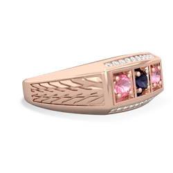 Sapphire Three Stone Tire Tread Men's 14K Rose Gold ring R0520