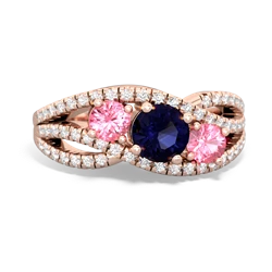 Sapphire Three Stone Aurora 14K Rose Gold ring R3080