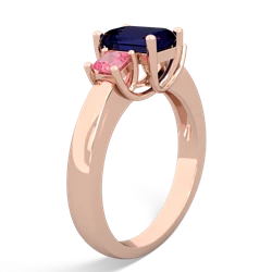 Sapphire Three Stone Emerald-Cut Trellis 14K Rose Gold ring R4021