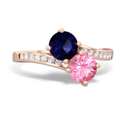 Sapphire Channel Set Two Stone 14K Rose Gold ring R5303