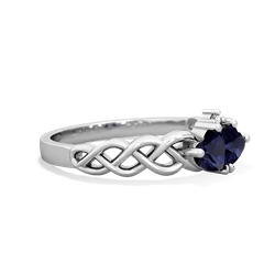 Sapphire Heart To Heart Braid 14K White Gold ring R5870