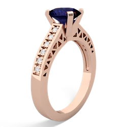 Sapphire Art Deco Engagement 8X6mm Oval 14K Rose Gold ring R26358VL