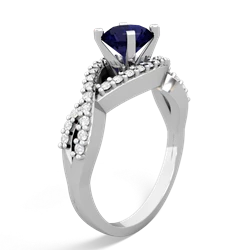 Sapphire Diamond Twist 6Mm Round Engagment  14K White Gold ring R26406RD