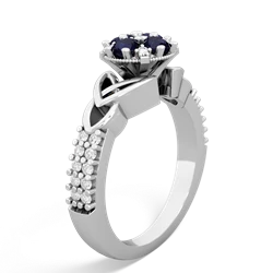 Sapphire Celtic Knot Cluster Engagement 14K White Gold ring R26443RD