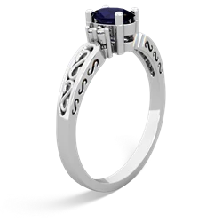 Sapphire Filligree Scroll Oval 14K White Gold ring R0812