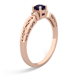 Sapphire Filligree Scroll Round 14K Rose Gold ring R0829