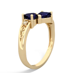 Sapphire Snuggling Hearts 14K Yellow Gold ring R2178