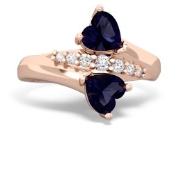 Sapphire Heart To Heart 14K Rose Gold ring R2064