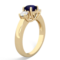 Sapphire Diamond Three Stone Round Trellis 14K Yellow Gold ring R4018