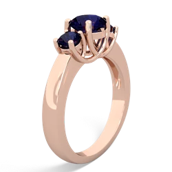 Sapphire Three Stone Round Trellis 14K Rose Gold ring R4018