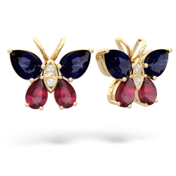 Sapphire Butterfly 14K Yellow Gold earrings E2215