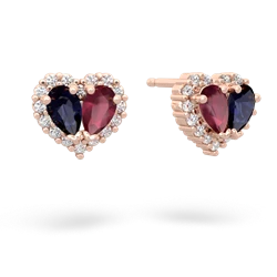 Sapphire Halo 14K Rose Gold earrings E7008