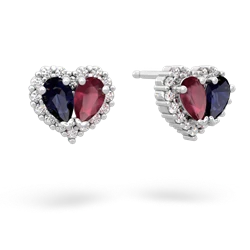 Sapphire Halo 14K White Gold earrings E7008