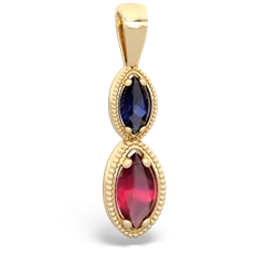 Sapphire Antique-Style Halo 14K Yellow Gold pendant P5700