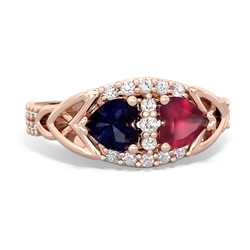 Sapphire Sparkling Celtic Knot 14K Rose Gold ring R2645