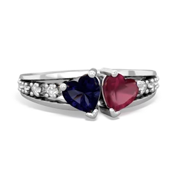 Sapphire Heart To Heart 14K White Gold ring R3342