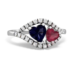 Sapphire Mother And Child 14K White Gold ring R3010