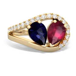 Sapphire Nestled Heart Keepsake 14K Yellow Gold ring R5650