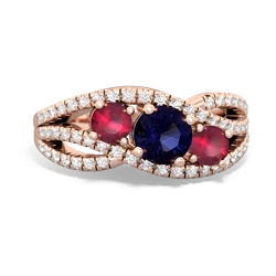 Sapphire Three Stone Aurora 14K Rose Gold ring R3080