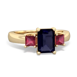 Sapphire Three Stone Emerald-Cut Trellis 14K Yellow Gold ring R4021