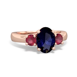 Sapphire Three Stone Oval Trellis 14K Rose Gold ring R4024