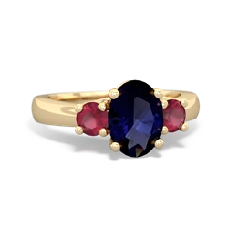 Sapphire Three Stone Oval Trellis 14K Yellow Gold ring R4024