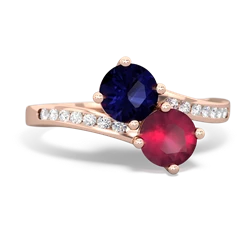 Sapphire Channel Set Two Stone 14K Rose Gold ring R5303