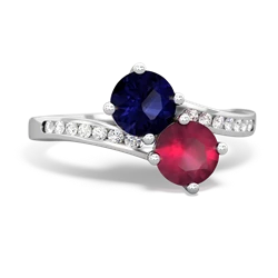 Sapphire Channel Set Two Stone 14K White Gold ring R5303