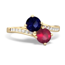 Sapphire Channel Set Two Stone 14K Yellow Gold ring R5303