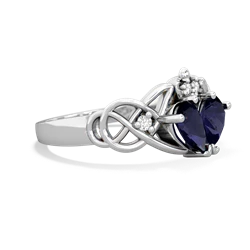 Sapphire 'One Heart' Celtic Knot Claddagh 14K White Gold ring R5322