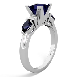 Lab Sapphire 6Mm Princess Eternal Embrace Engagement 14K White Gold ring C2002