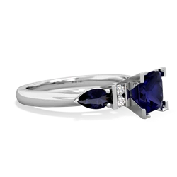 Lab Sapphire 6Mm Princess Eternal Embrace Engagement 14K White Gold ring C2002