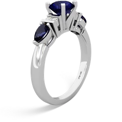 Tanzanite 6Mm Round Eternal Embrace Engagement 14K White Gold ring R2005