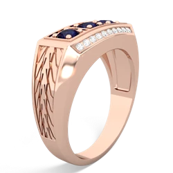 Onyx Three Stone Tire Tread Men's 14K Rose Gold ring R0520