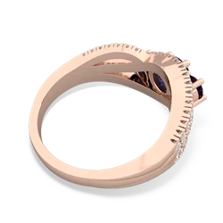 Lab Ruby Three Stone Aurora 14K Rose Gold ring R3080