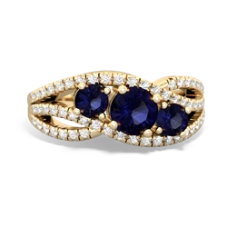 Lab Sapphire Three Stone Aurora 14K Yellow Gold ring R3080