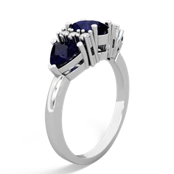 Lab Sapphire Antique Style Three Stone 14K White Gold ring R2186